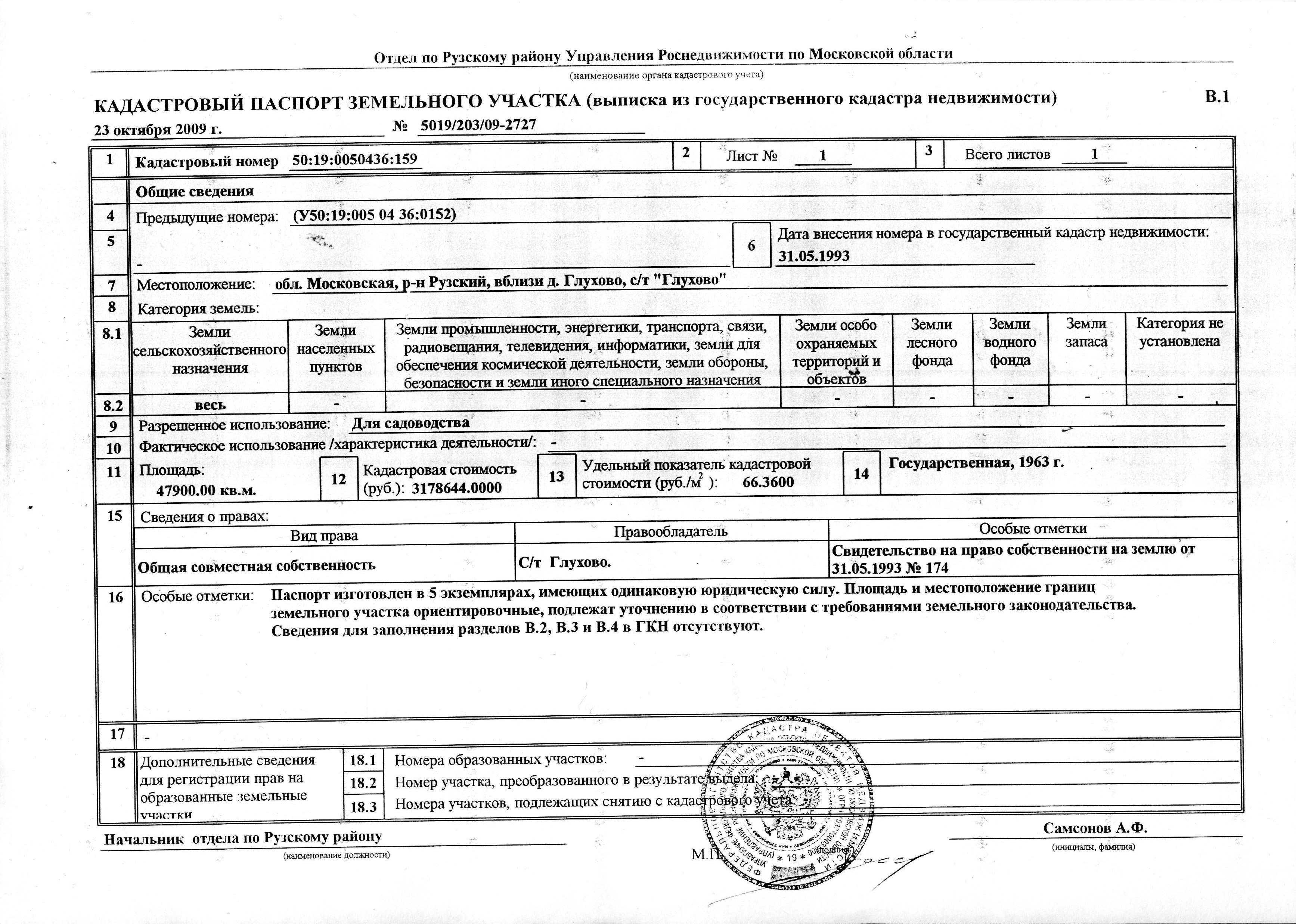 Кадастровый паспорт земельного участка - скачать заполненный образец и образец бланка