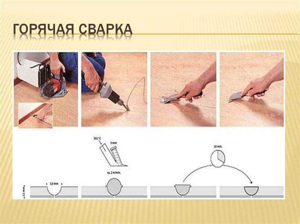 Способы холодной и горячей сварки линолеума встык